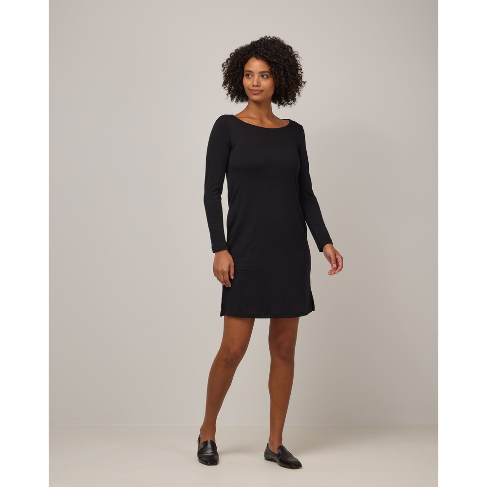 Wool& Margo Shift Dress In Black Size Medium Long Tall Minimalist Quiet Luxury